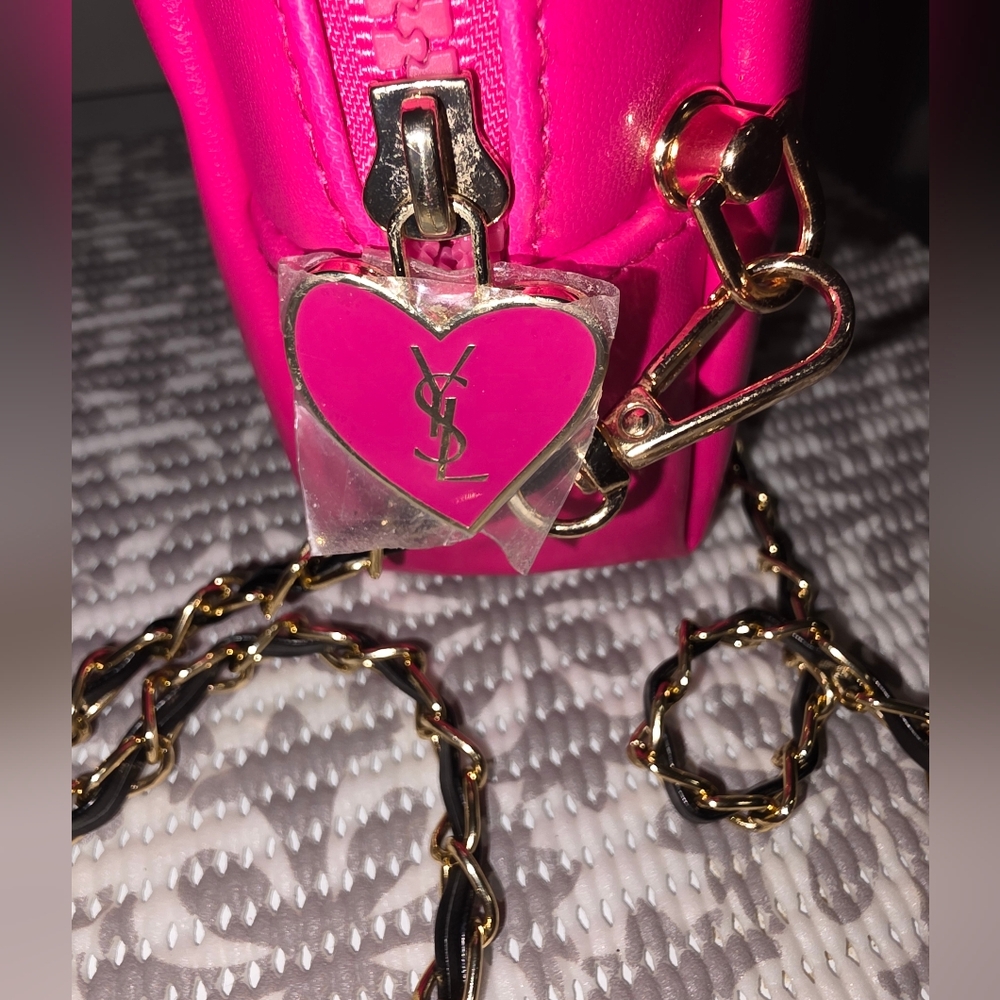 Yves Saint Laurent Pink Crossbody Bag with Gold Chain - Picture 6 of 11